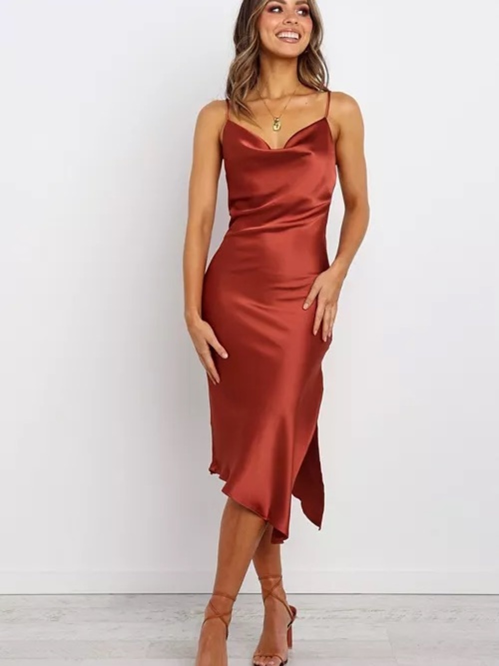 Petal & Pup Cypress Midi Dress in the color Rust